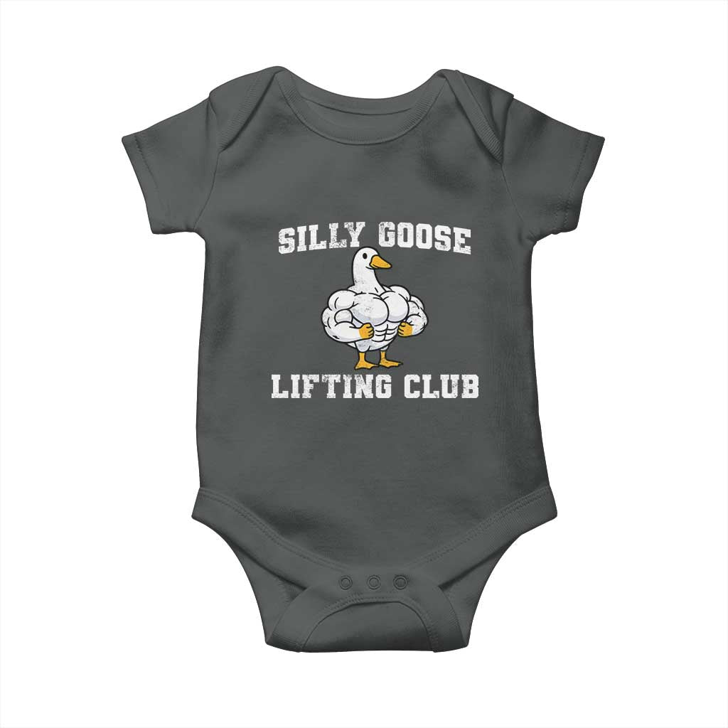 Silly Goose Lifting Club Baby Onesie Funny Gym Meme TS10 Dark Heather Print Your Wear