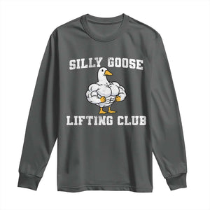 Silly Goose Lifting Club Long Sleeve Shirt Funny Gym Meme TS10 Dark Heather Print Your Wear