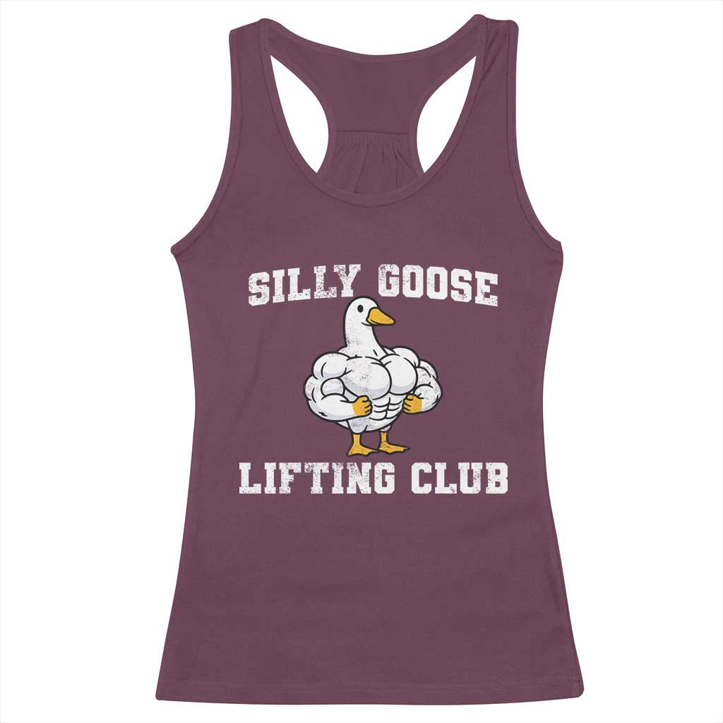 Silly Goose Lifting Club Racerback Tank Top Funny Gym Meme TS10 Maroon Print Your Wear