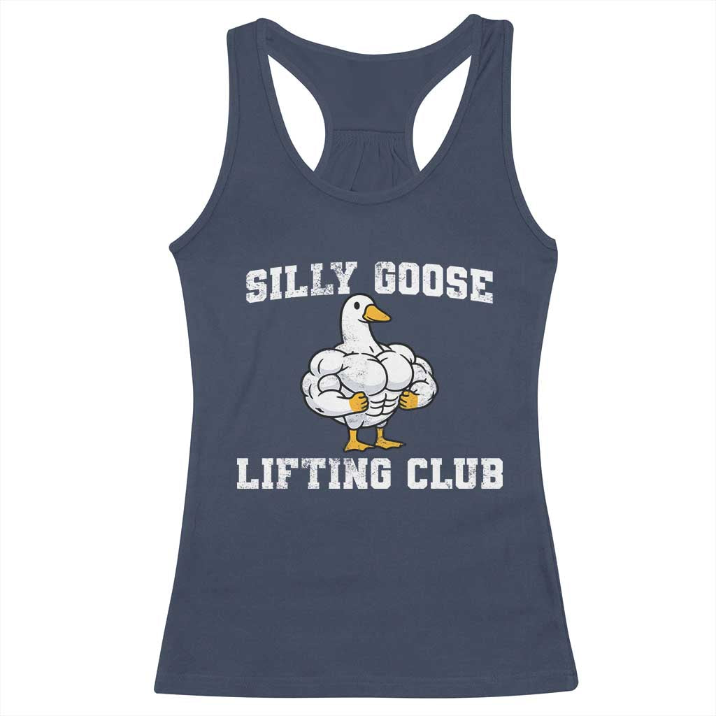 Silly Goose Lifting Club Racerback Tank Top Funny Gym Meme TS10 Navy Print Your Wear