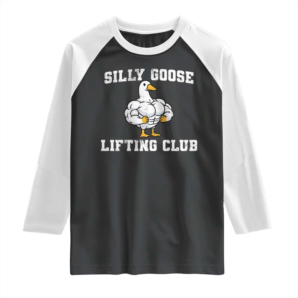 Silly Goose Lifting Club Raglan Shirt Funny Gym Meme TS10 Black White Print Your Wear