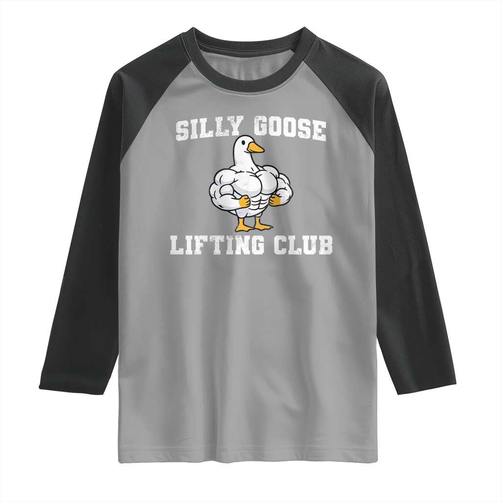 Silly Goose Lifting Club Raglan Shirt Funny Gym Meme TS10 Sport Gray Black Print Your Wear