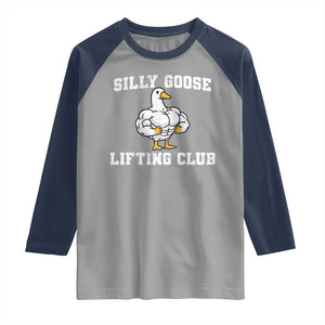 Silly Goose Lifting Club Raglan Shirt Funny Gym Meme TS10 Sport Gray Navy Print Your Wear