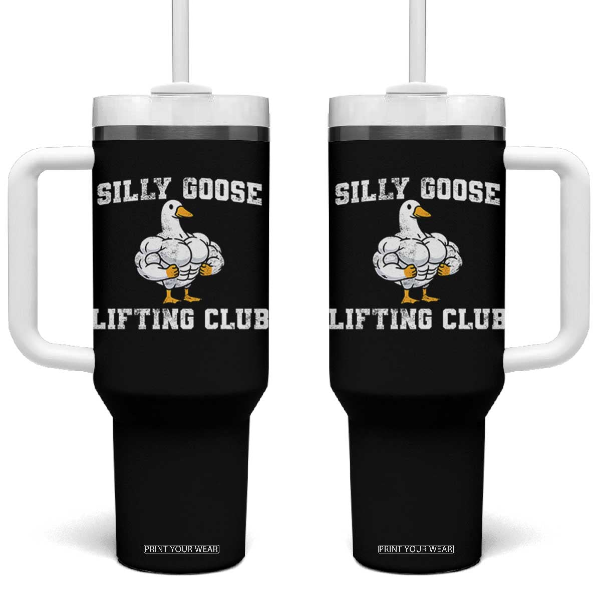 Silly Goose Lifting Club Tumbler With Handle Funny Gym Meme TS10 One Size: 40 oz Black Print Your Wear