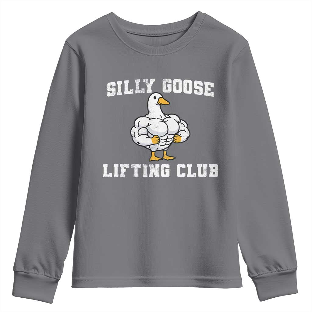 Silly Goose Lifting Club Youth Sweatshirt Funny Gym Meme TS10 Charcoal Print Your Wear
