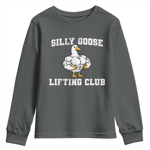 Silly Goose Lifting Club Youth Sweatshirt Funny Gym Meme TS10 Dark Heather Print Your Wear