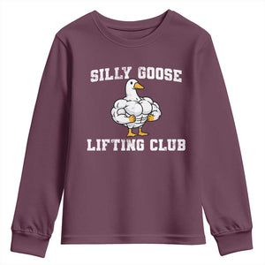 Silly Goose Lifting Club Youth Sweatshirt Funny Gym Meme TS10 Maroon Print Your Wear