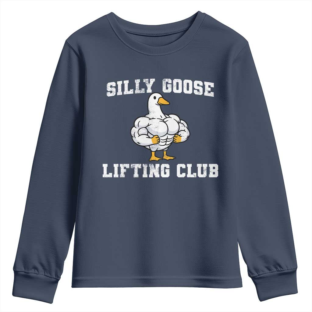 Silly Goose Lifting Club Youth Sweatshirt Funny Gym Meme TS10 Navy Print Your Wear