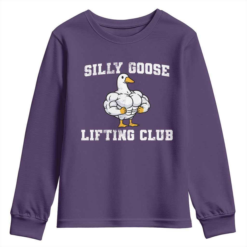 Silly Goose Lifting Club Youth Sweatshirt Funny Gym Meme TS10 Purple Print Your Wear