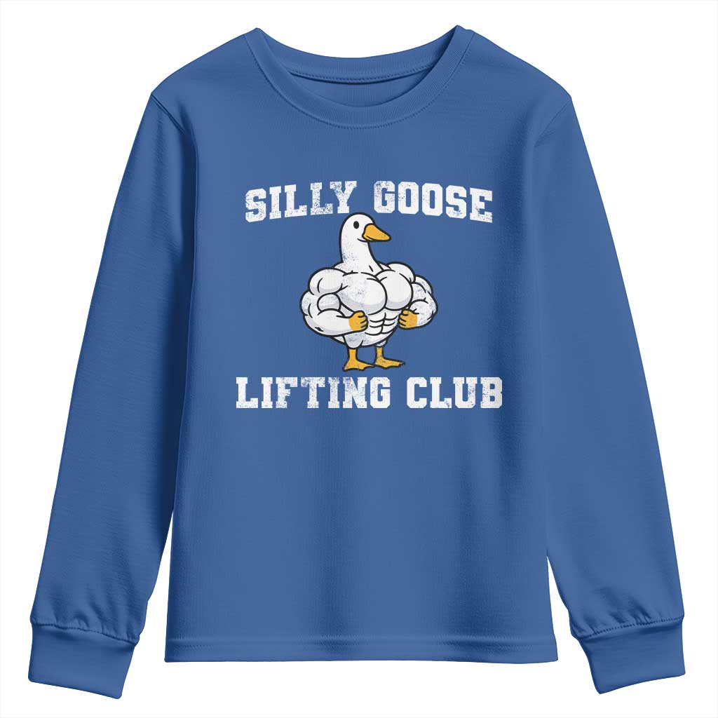 Silly Goose Lifting Club Youth Sweatshirt Funny Gym Meme TS10 Royal Blue Print Your Wear