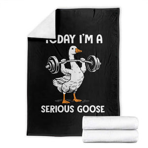 Funny Goose Weight Lifting Throw Blanket Today Im A Serious Goose Weightlifter Gym Workout TS10 Black Print Your Wear