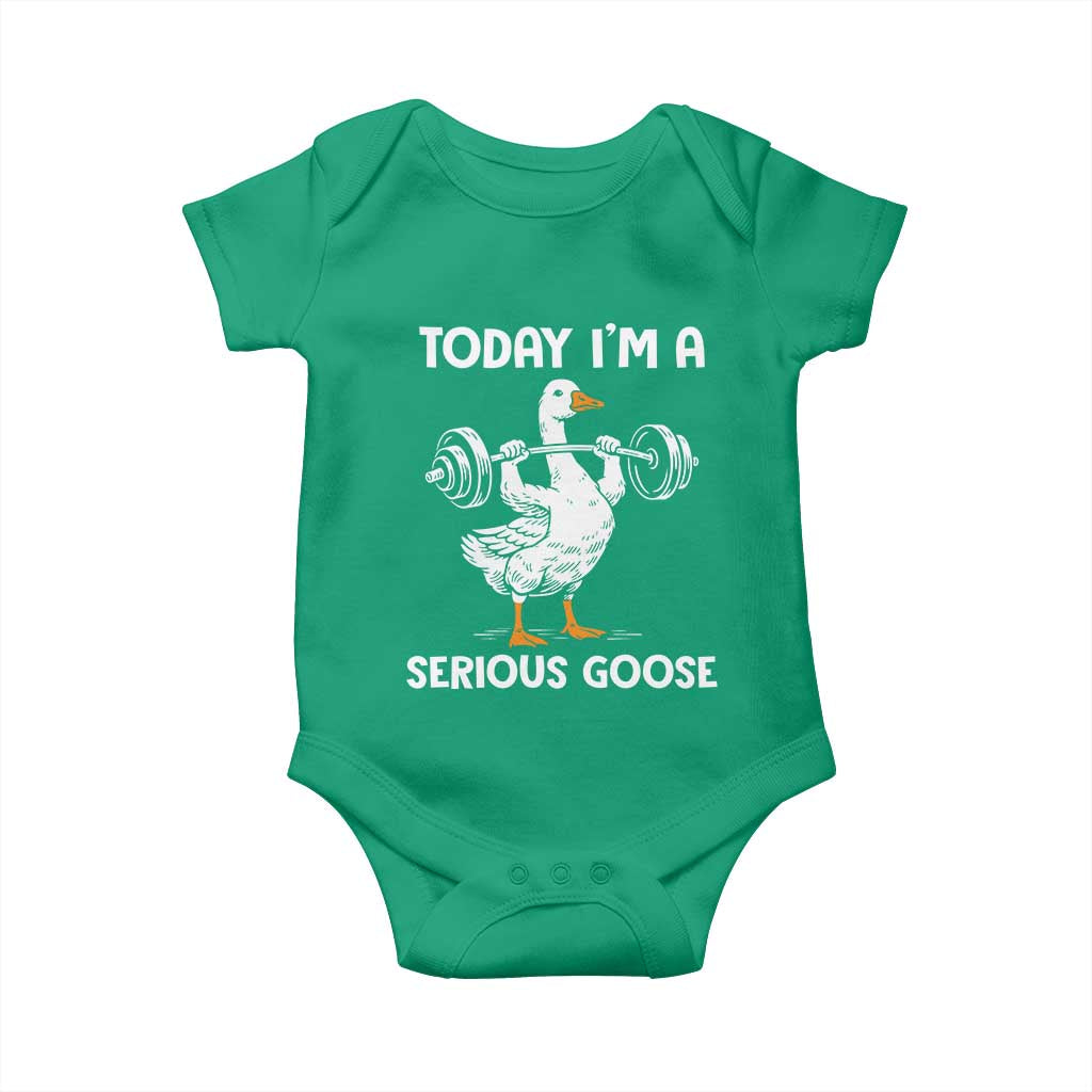 Funny Goose Weight Lifting Baby Onesie Today Im A Serious Goose Weightlifter Gym Workout TS10 Irish Green Print Your Wear