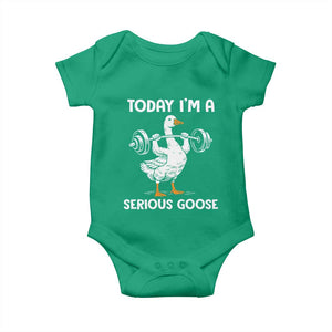 Funny Goose Weight Lifting Baby Onesie Today Im A Serious Goose Weightlifter Gym Workout TS10 Irish Green Print Your Wear