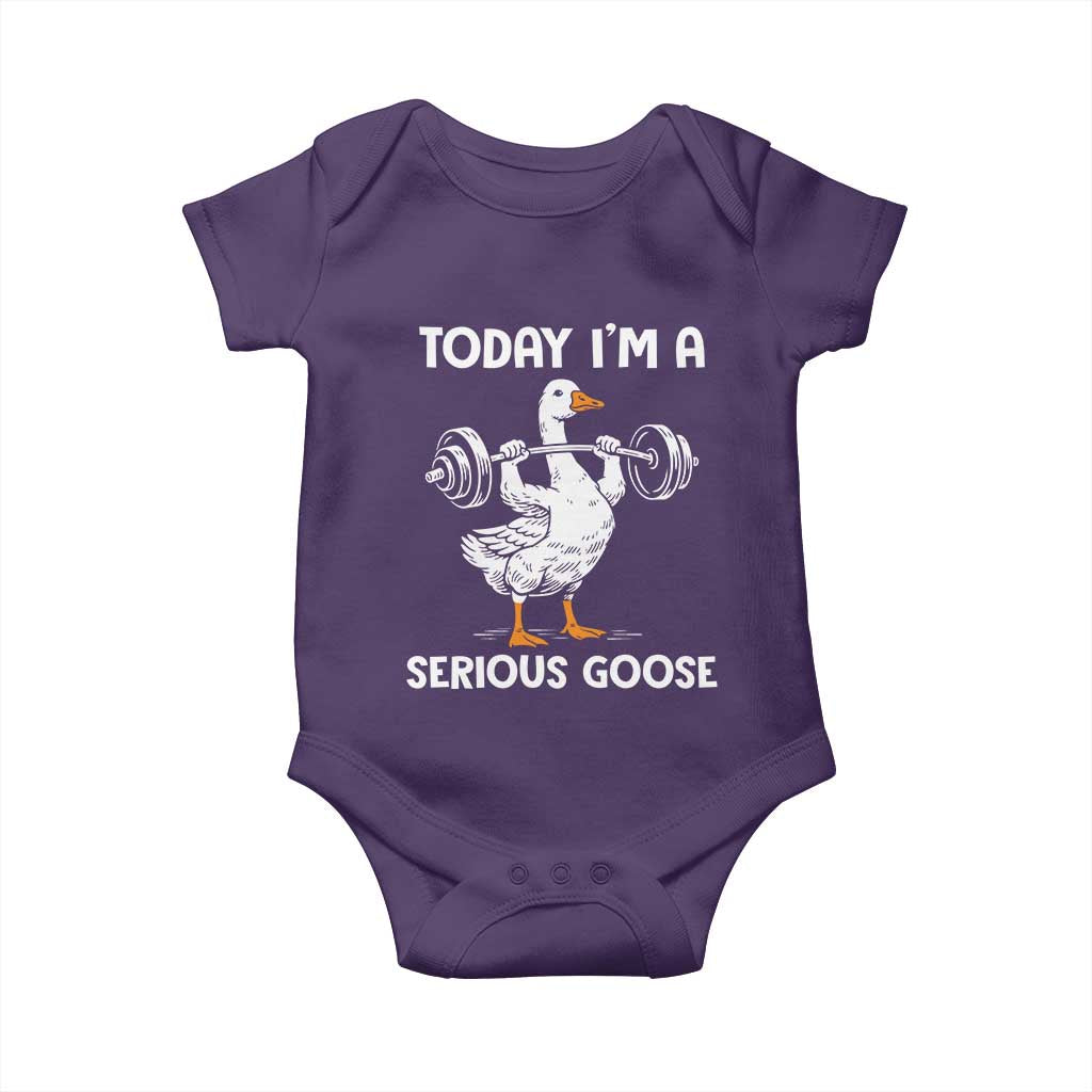 Funny Goose Weight Lifting Baby Onesie Today Im A Serious Goose Weightlifter Gym Workout TS10 Purple Print Your Wear