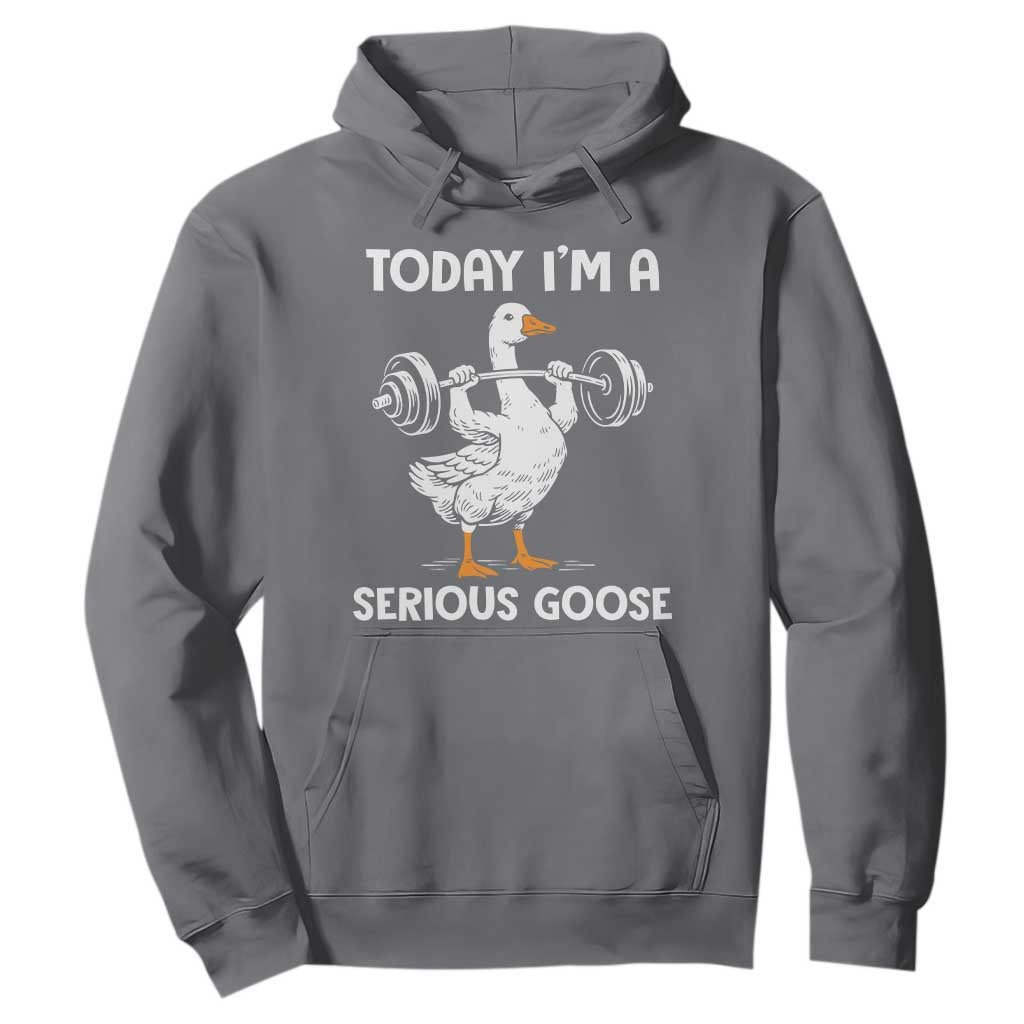 Funny Goose Weight Lifting Hoodie Today Im A Serious Goose Weightlifter Gym Workout TS10 Charcoal Print Your Wear