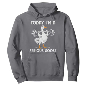 Funny Goose Weight Lifting Hoodie Today Im A Serious Goose Weightlifter Gym Workout TS10 Charcoal Print Your Wear