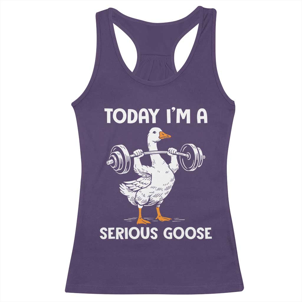 Funny Goose Weight Lifting Racerback Tank Top Today Im A Serious Goose Weightlifter Gym Workout TS10 Purple Print Your Wear