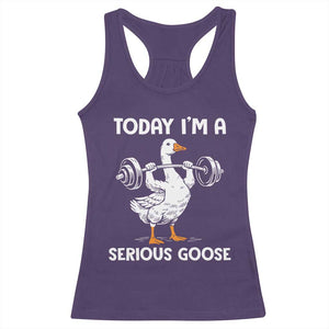 Funny Goose Weight Lifting Racerback Tank Top Today Im A Serious Goose Weightlifter Gym Workout TS10 Purple Print Your Wear