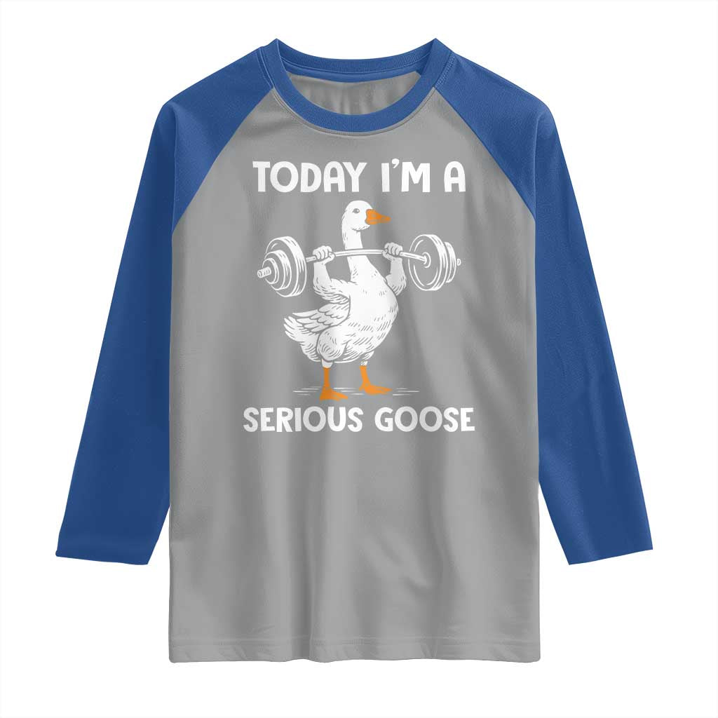 Funny Goose Weight Lifting Raglan Shirt Today Im A Serious Goose Weightlifter Gym Workout TS10 Sport Gray Royal Print Your Wear