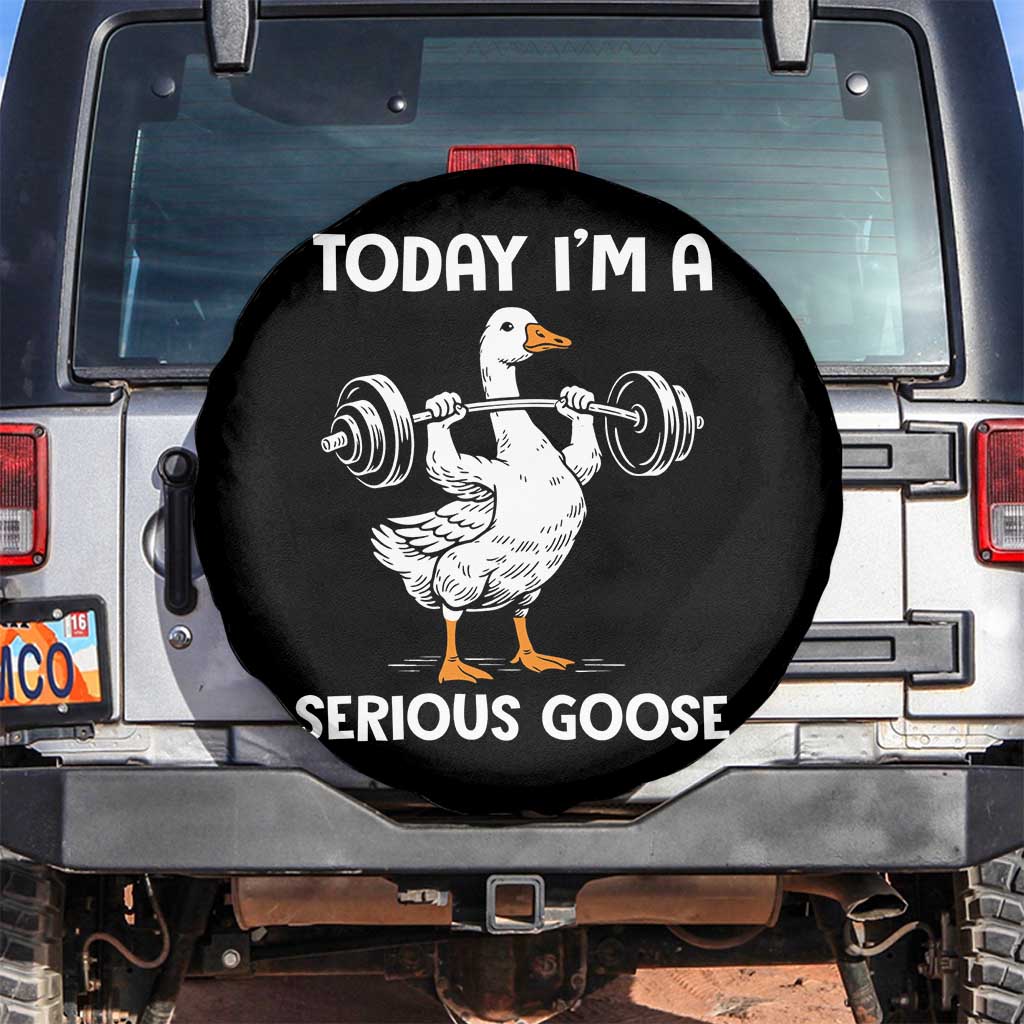Funny Goose Weight Lifting Spare Tire Cover Today Im A Serious Goose Weightlifter Gym Workout TS10 No hole Black Print Your Wear