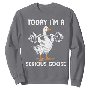 Funny Goose Weight Lifting Sweatshirt Today Im A Serious Goose Weightlifter Gym Workout TS10 Charcoal Print Your Wear