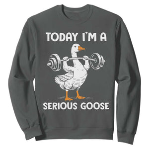 Funny Goose Weight Lifting Sweatshirt Today Im A Serious Goose Weightlifter Gym Workout TS10 Dark Heather Print Your Wear