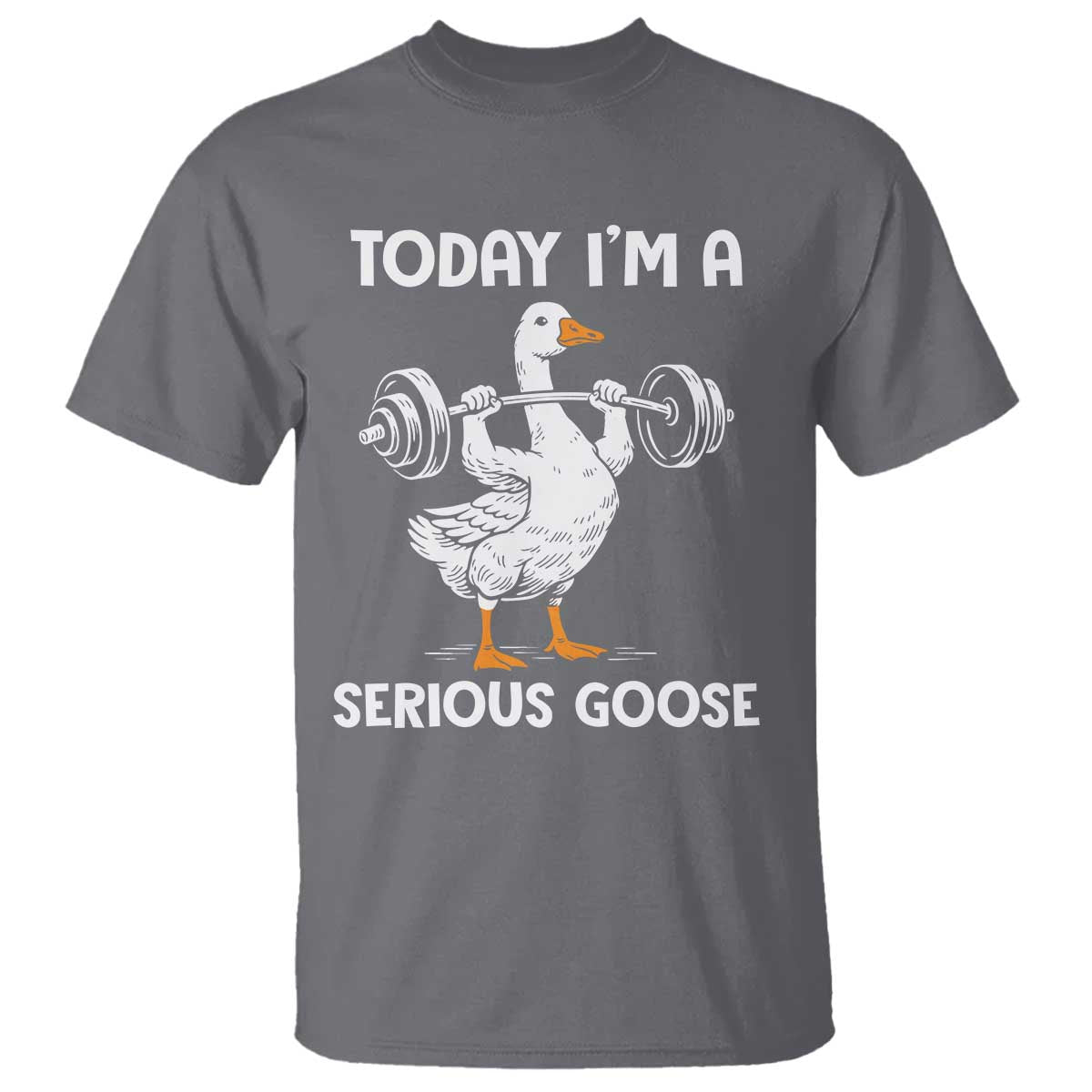 Funny Goose Weight Lifting T Shirt Today Im A Serious Goose Weightlifter Gym Workout TS10 Charcoal Print Your Wear