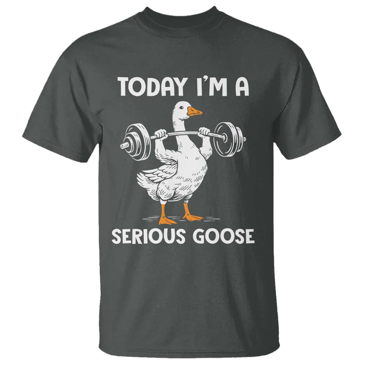 Funny Goose Weight Lifting T Shirt Today Im A Serious Goose Weightlifter Gym Workout TS10 Dark Heather Print Your Wear
