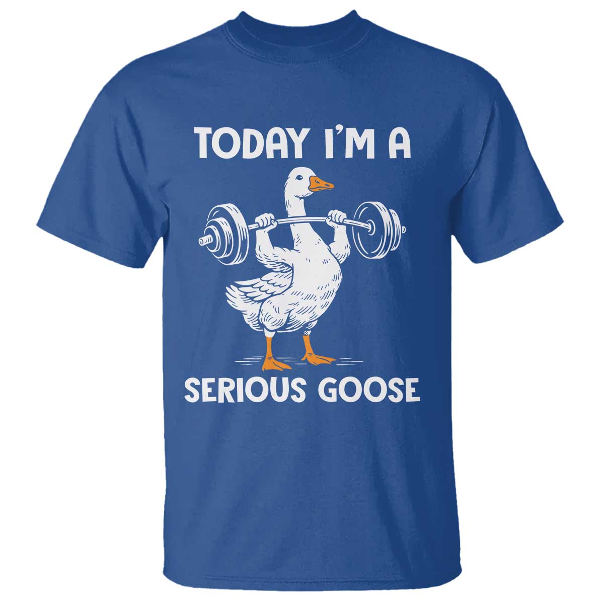 Funny Goose Weight Lifting T Shirt Today Im A Serious Goose Weightlifter Gym Workout TS10 Royal Blue Print Your Wear