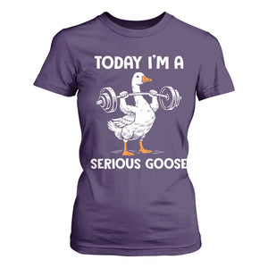 Funny Goose Weight Lifting T Shirt For Women Today Im A Serious Goose Weightlifter Gym Workout TS10 Purple Print Your Wear