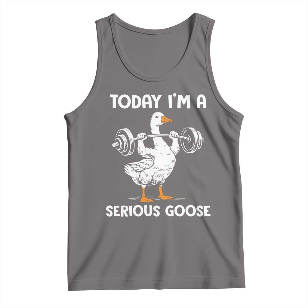 Funny Goose Weight Lifting Tank Top Today Im A Serious Goose Weightlifter Gym Workout TS10 Deep Heather Print Your Wear