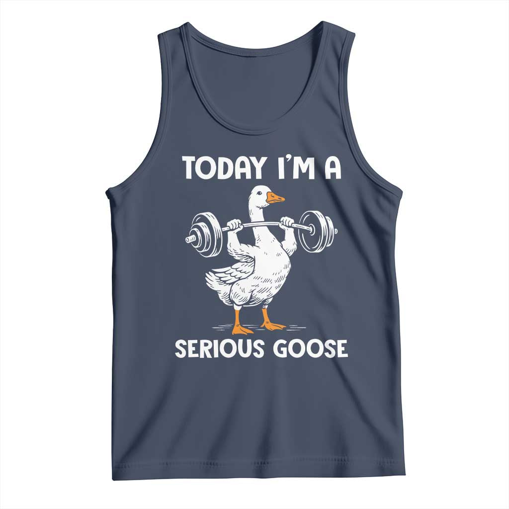 Funny Goose Weight Lifting Tank Top Today Im A Serious Goose Weightlifter Gym Workout TS10 Navy Print Your Wear