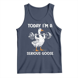 Funny Goose Weight Lifting Tank Top Today Im A Serious Goose Weightlifter Gym Workout TS10 Navy Print Your Wear