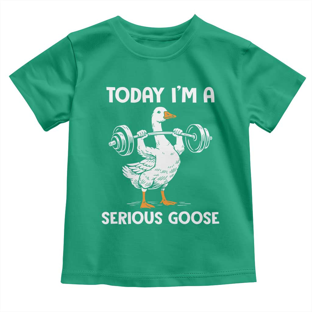 Funny Goose Weight Lifting Toddler T Shirt Today Im A Serious Goose Weightlifter Gym Workout TS10 Irish Green Print Your Wear
