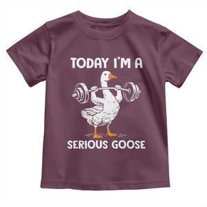 Funny Goose Weight Lifting Toddler T Shirt Today Im A Serious Goose Weightlifter Gym Workout TS10 Maroon Print Your Wear