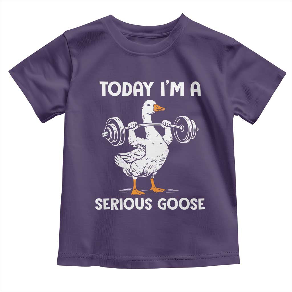 Funny Goose Weight Lifting Toddler T Shirt Today Im A Serious Goose Weightlifter Gym Workout TS10 Purple Print Your Wear