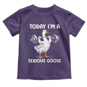 Funny Goose Weight Lifting Toddler T Shirt Today Im A Serious Goose Weightlifter Gym Workout TS10 Purple Print Your Wear