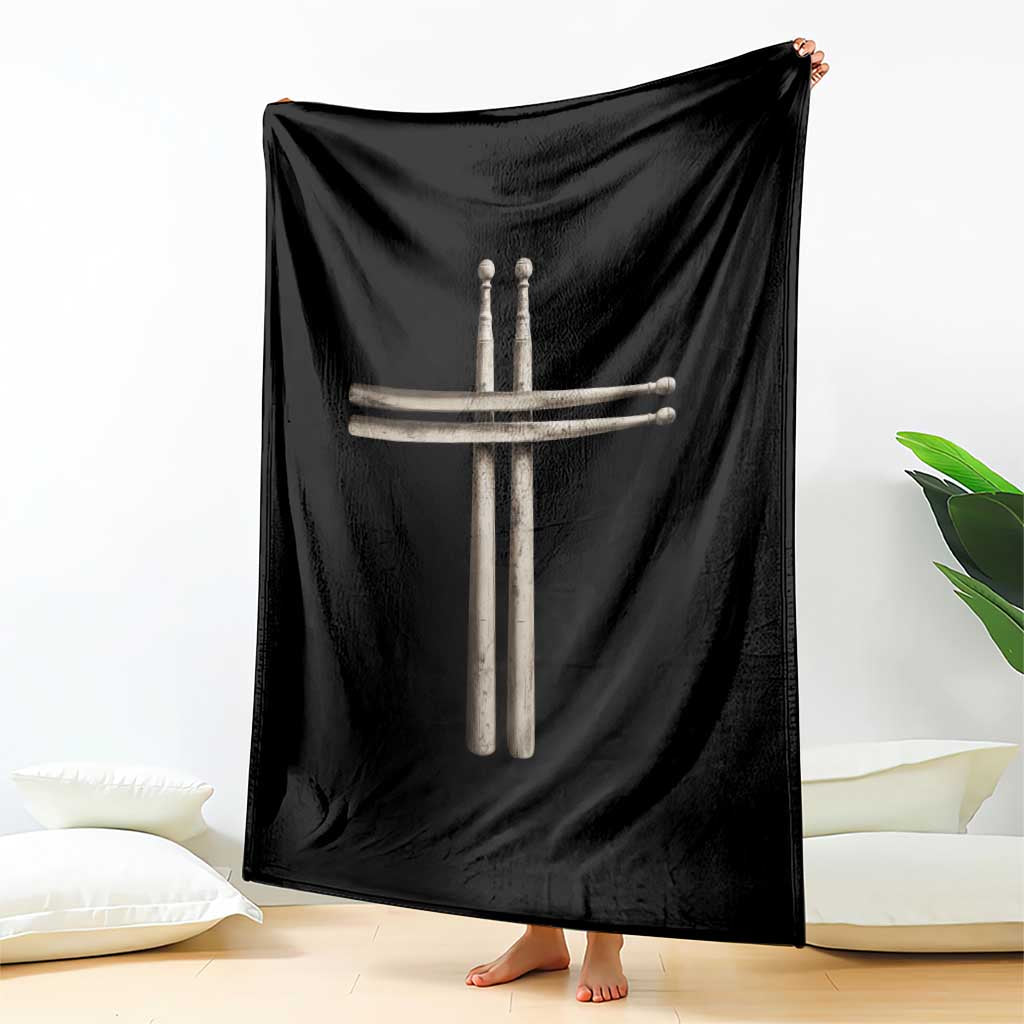 Christian Drummer Throw Blanket Drumstick Cross Rock Music Lover Gift TS10 Print Your Wear