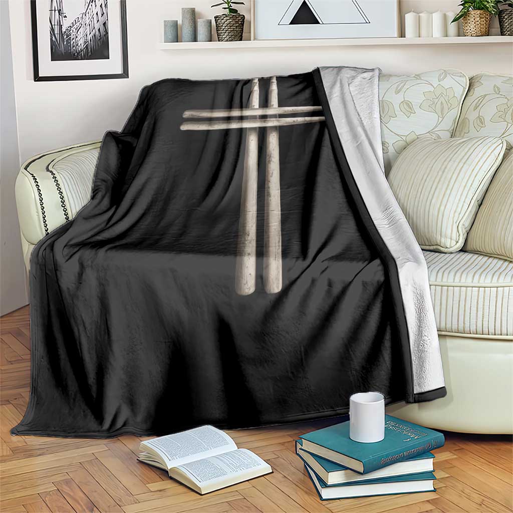 Christian Drummer Throw Blanket Drumstick Cross Rock Music Lover Gift TS10 Print Your Wear