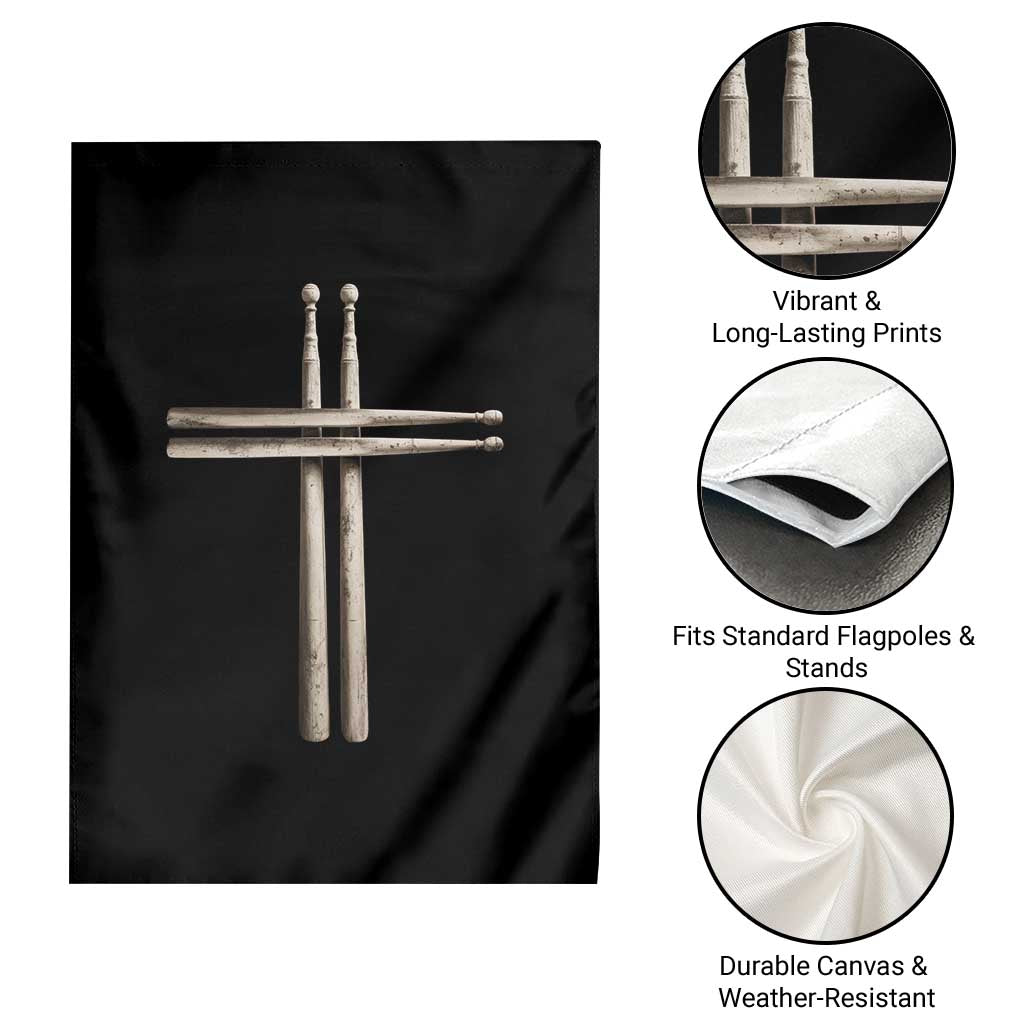 Christian Drummer Garden Flag Drumstick Cross Rock Music Lover Gift TS10 Print Your Wear