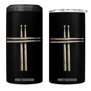 Christian Drummer 4 in 1 Can Cooler Tumbler Drumstick Cross Rock Music Lover Gift TS10 One Size: 16 oz Black Print Your Wear