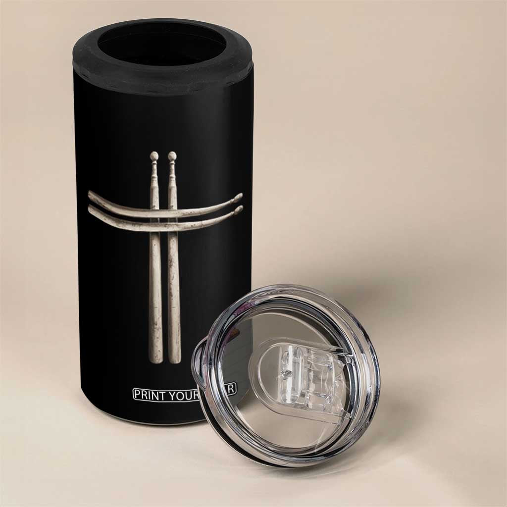 Christian Drummer 4 in 1 Can Cooler Tumbler Drumstick Cross Rock Music Lover Gift TS10 Print Your Wear
