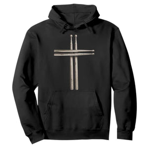 Christian Drummer Hoodie Drumstick Cross Rock Music Lover Gift - Print Your Wear