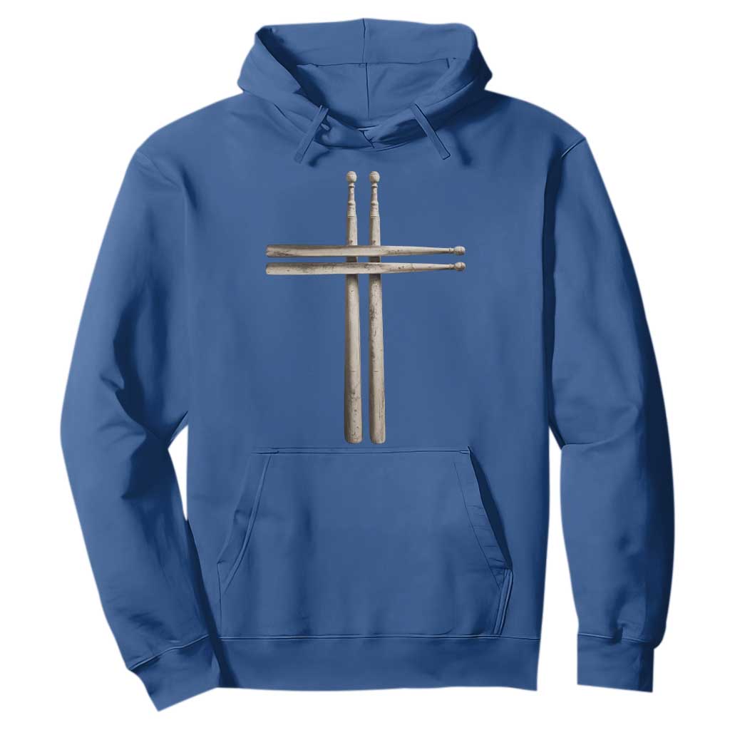Christian Drummer Hoodie Drumstick Cross Rock Music Lover Gift TS10 Royal Blue Print Your Wear