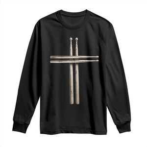 Christian Drummer Long Sleeve Shirt Drumstick Cross Rock Music Lover Gift TS10 Black Print Your Wear