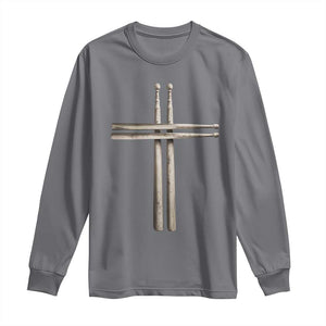 Christian Drummer Long Sleeve Shirt Drumstick Cross Rock Music Lover Gift TS10 Charcoal Print Your Wear