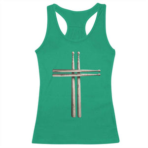 Christian Drummer Racerback Tank Top Drumstick Cross Rock Music Lover Gift TS10 Irish Green Print Your Wear