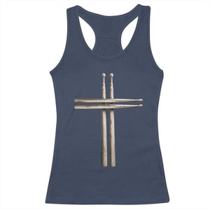Christian Drummer Racerback Tank Top Drumstick Cross Rock Music Lover Gift TS10 Navy Print Your Wear