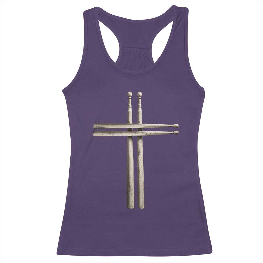 Christian Drummer Racerback Tank Top Drumstick Cross Rock Music Lover Gift TS10 Purple Print Your Wear