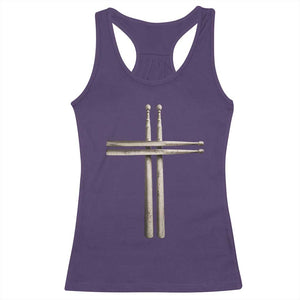 Christian Drummer Racerback Tank Top Drumstick Cross Rock Music Lover Gift TS10 Purple Print Your Wear